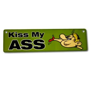 Metallskylt för bil / barnvagn - Kiss my ass